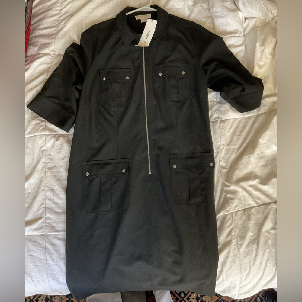 Michael Kors Black front zip dress
